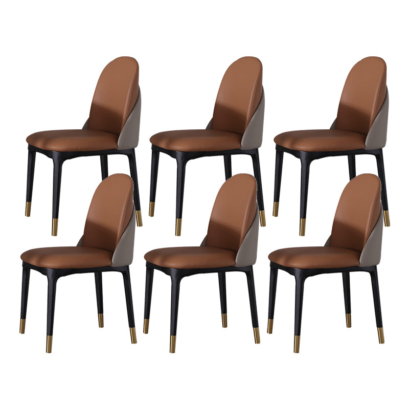 Modern Simple Side Chair Faux Leather Kitchen Dining Chairs with Wooden Base