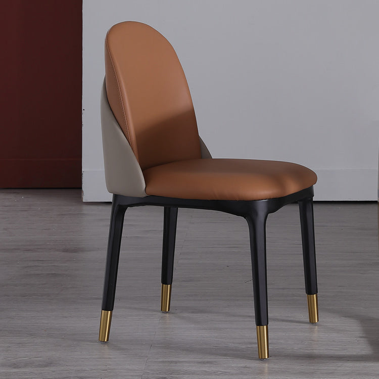 Modern Simple Side Chair Faux Leather Kitchen Dining Chairs with Wooden Base