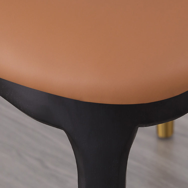 Modern Simple Side Chair Faux Leather Kitchen Dining Chairs with Wooden Base