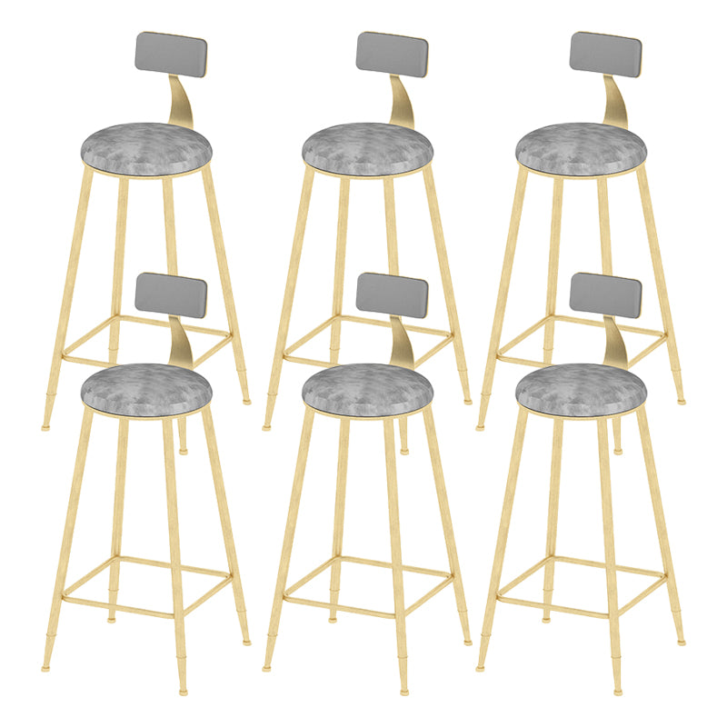 Low Back Upholstered Dining Stools Round Armless Bar Stools with Footrest