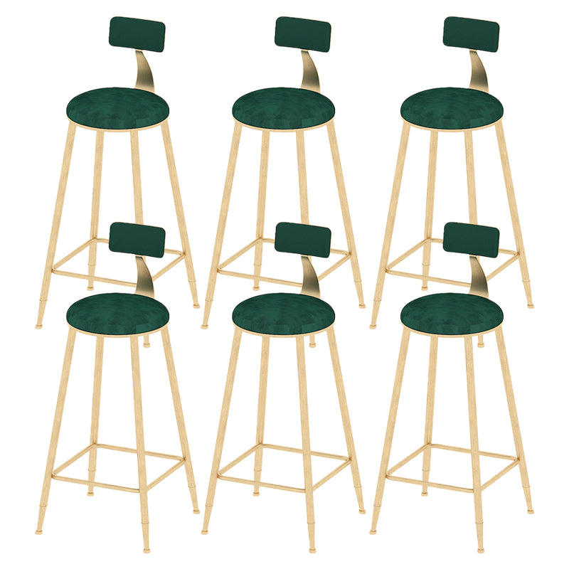 Low Back Upholstered Dining Stools Round Armless Bar Stools with Footrest