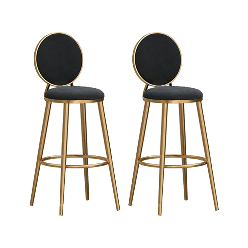 Round Seat Indoor Bar Stool Upholstered Bar Stools with Gold Frame