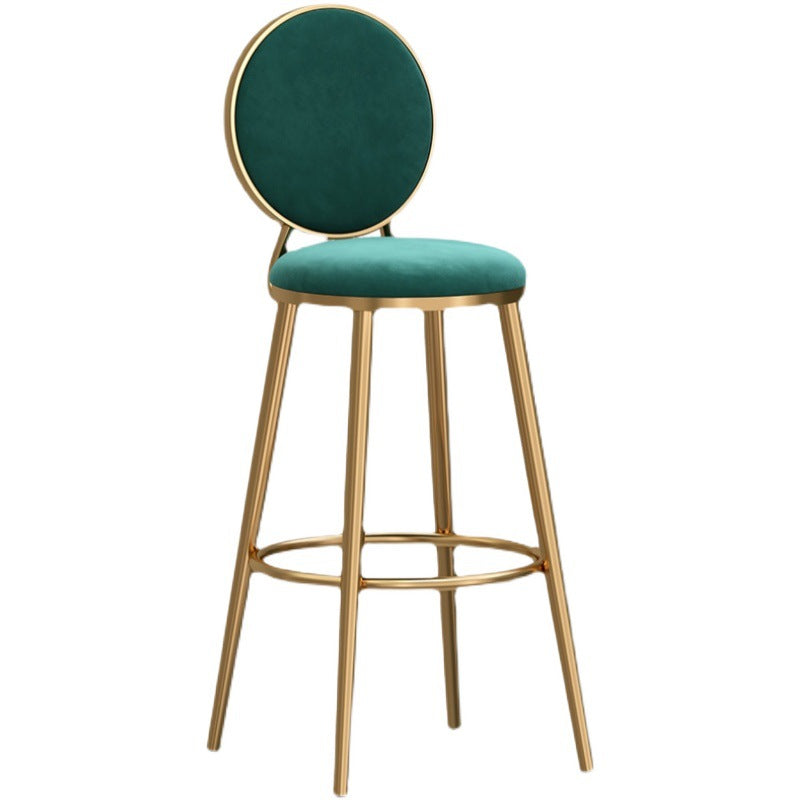 Round Seat Indoor Bar Stool Upholstered Bar Stools with Gold Frame