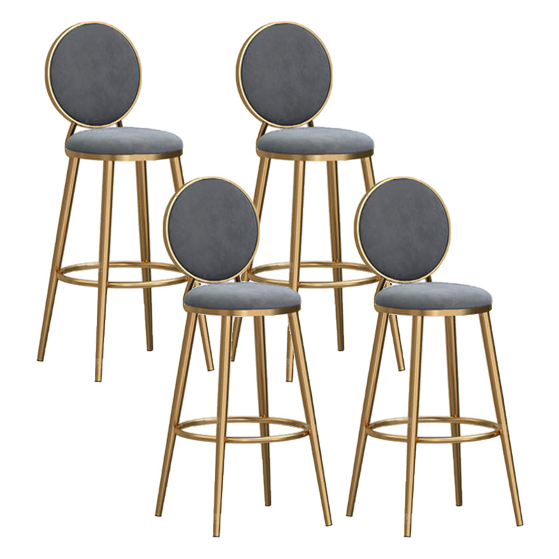 Round Seat Indoor Bar Stool Upholstered Bar Stools with Gold Frame
