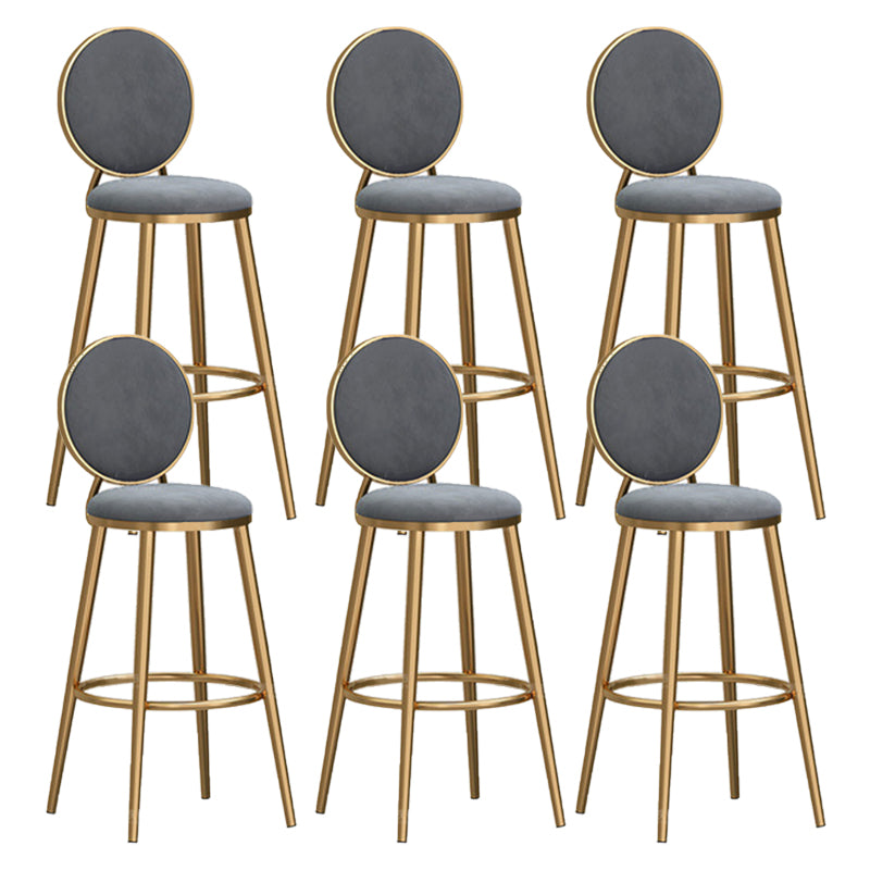 Round Seat Indoor Bar Stool Upholstered Bar Stools with Gold Frame
