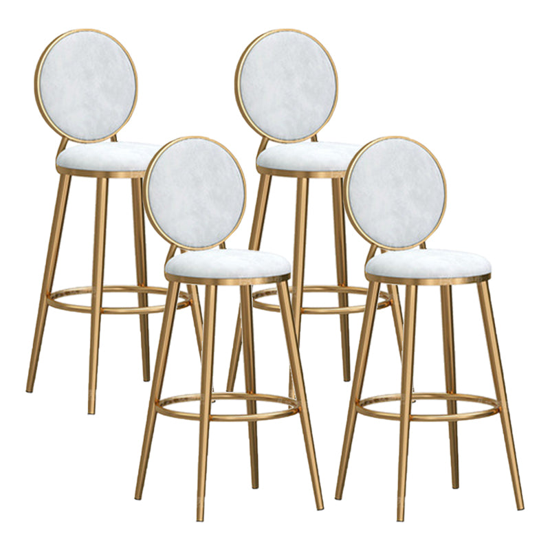 Round Seat Indoor Bar Stool Upholstered Bar Stools with Gold Frame