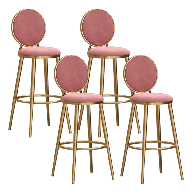 Round Seat Indoor Bar Stool Upholstered Bar Stools with Gold Frame