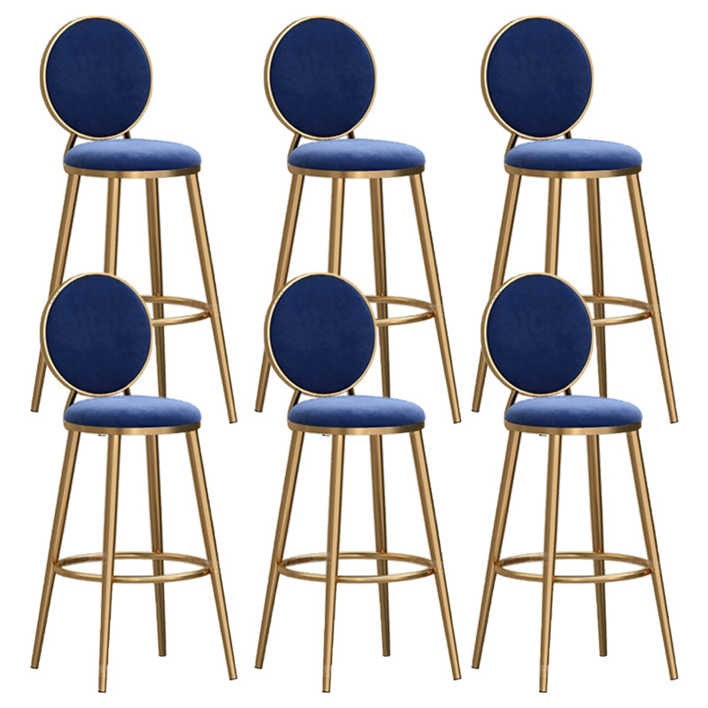 Round Seat Indoor Bar Stool Upholstered Bar Stools with Gold Frame