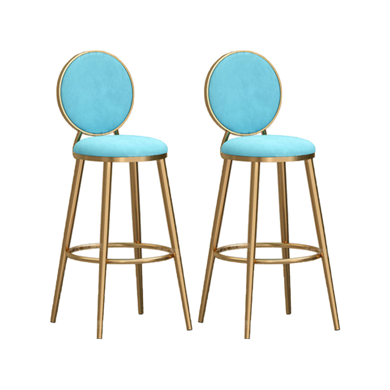 Round Seat Indoor Bar Stool Upholstered Bar Stools with Gold Frame