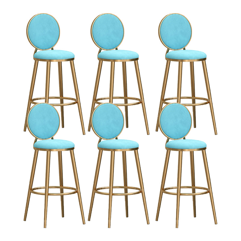 Round Seat Indoor Bar Stool Upholstered Bar Stools with Gold Frame