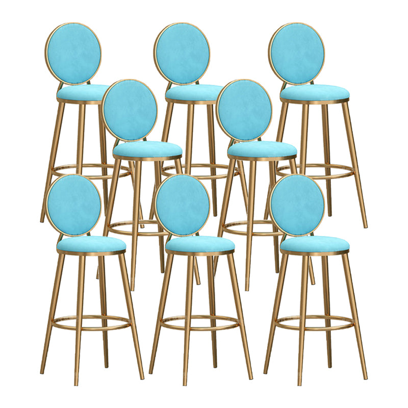 Round Seat Indoor Bar Stool Upholstered Bar Stools with Gold Frame