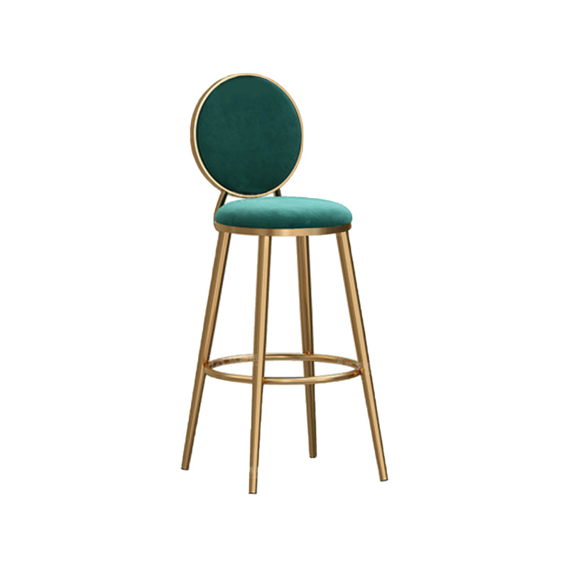 Round Seat Indoor Bar Stool Upholstered Bar Stools with Gold Frame