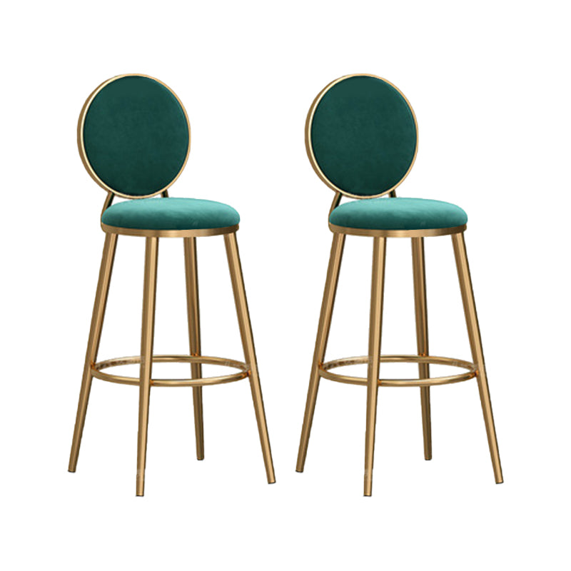 Round Seat Indoor Bar Stool Upholstered Bar Stools with Gold Frame