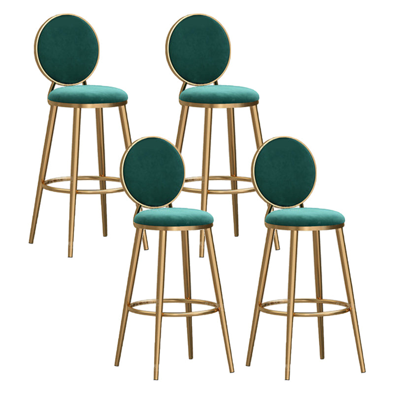 Round Seat Indoor Bar Stool Upholstered Bar Stools with Gold Frame