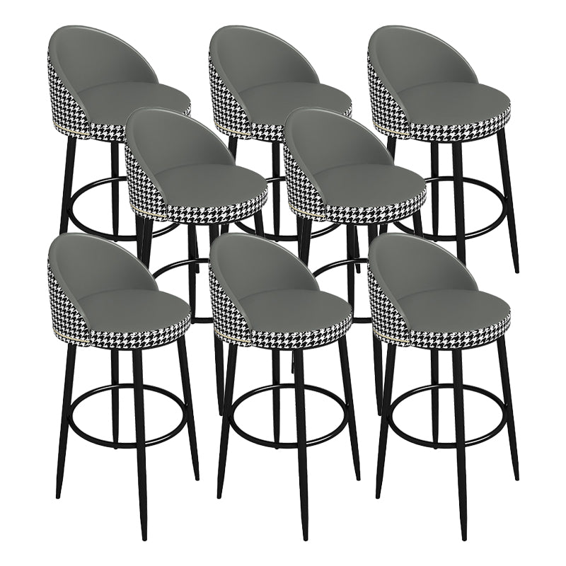 Low Back Upholstered Dining Stools Bucket Bar Stools with Footrest