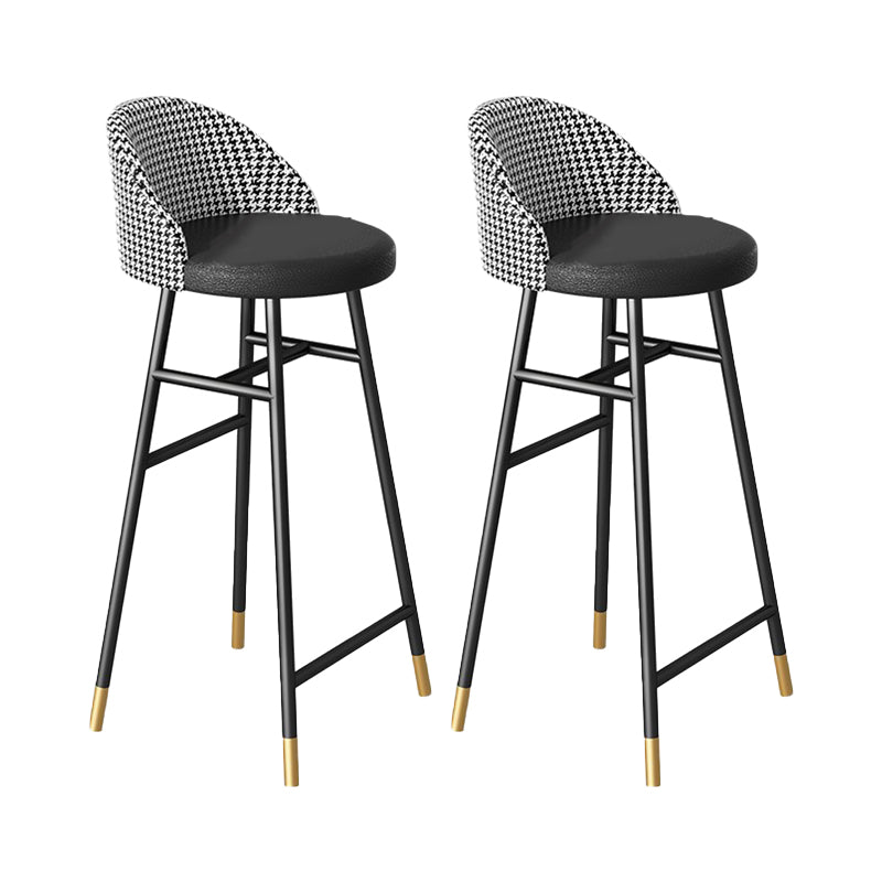 Industrial Metal Bar Stool Upholstered Bar Stools with Black Legs