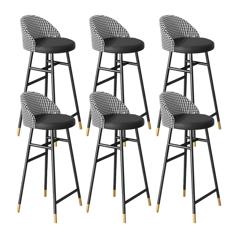 Industrial Metal Bar Stool Upholstered Bar Stools with Black Legs