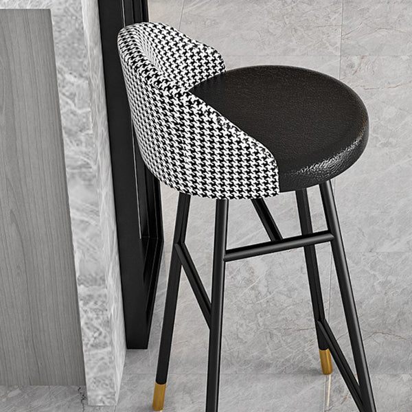 Industrial Metal Bar Stool Upholstered Bar Stools with Black Legs