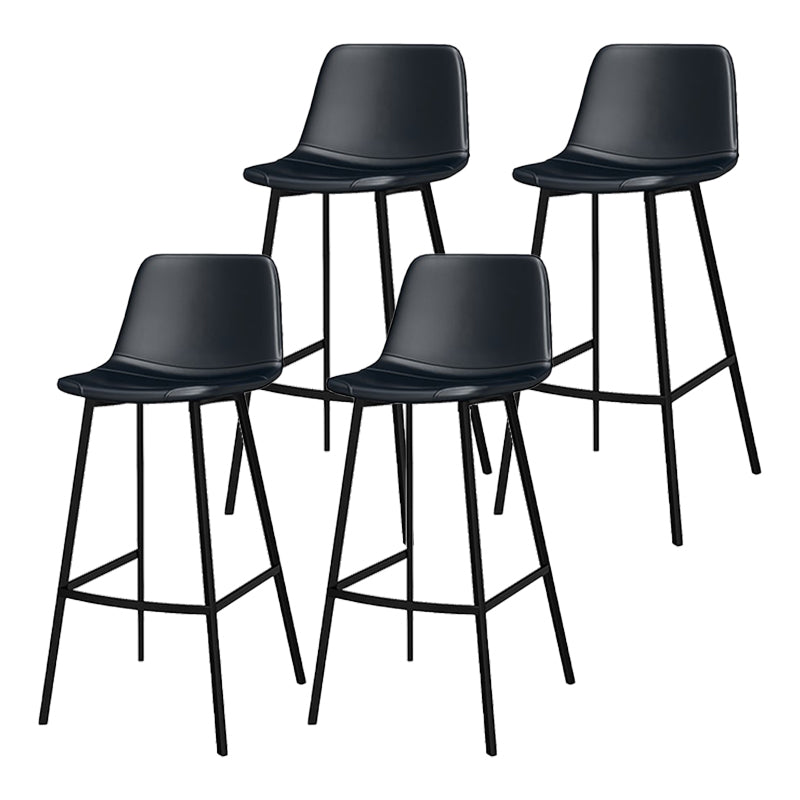 Industrial Metal Bar Stool Faux Leather Indoor Bar Stool with Black Legs