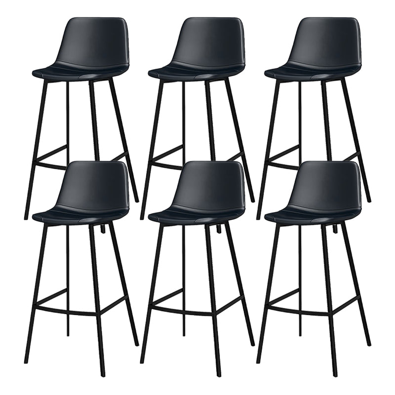 Industrial Metal Bar Stool Faux Leather Indoor Bar Stool with Black Legs