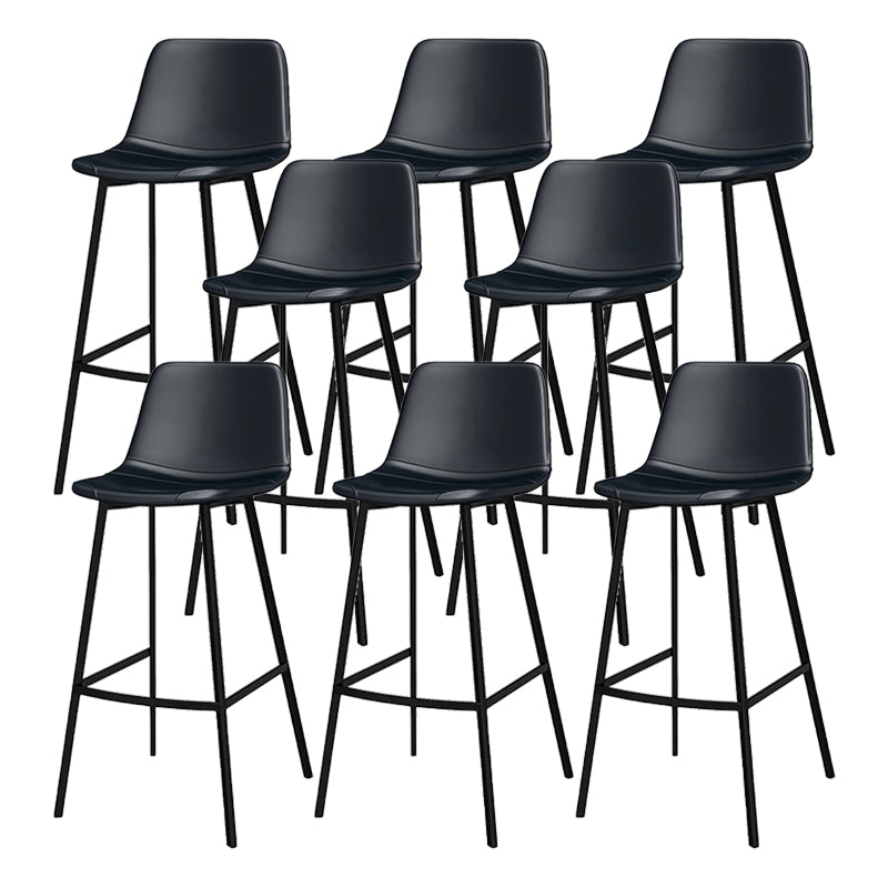 Industrial Metal Bar Stool Faux Leather Indoor Bar Stool with Black Legs