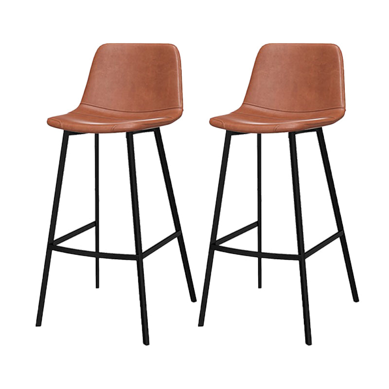 Industrial Metal Bar Stool Faux Leather Indoor Bar Stool with Black Legs