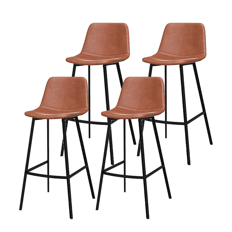 Industrial Metal Bar Stool Faux Leather Indoor Bar Stool with Black Legs