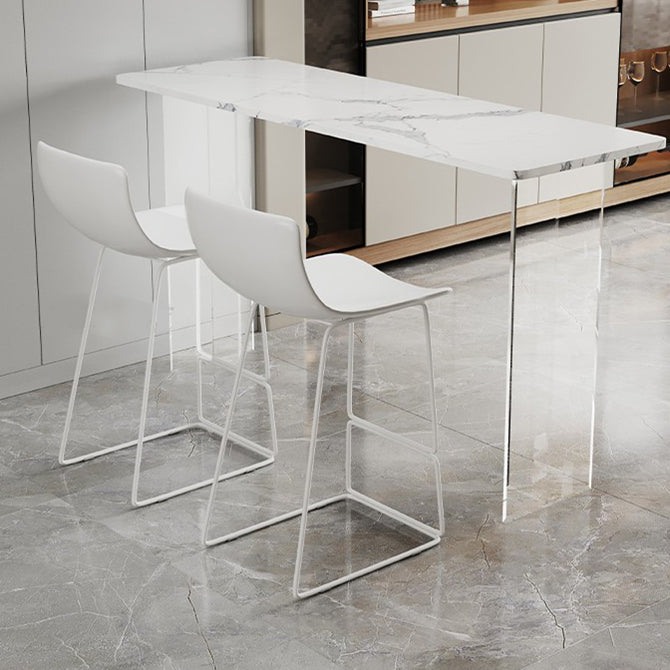Contemporary Dining Stools Plastic Low Back Bar Stools with Metal Base