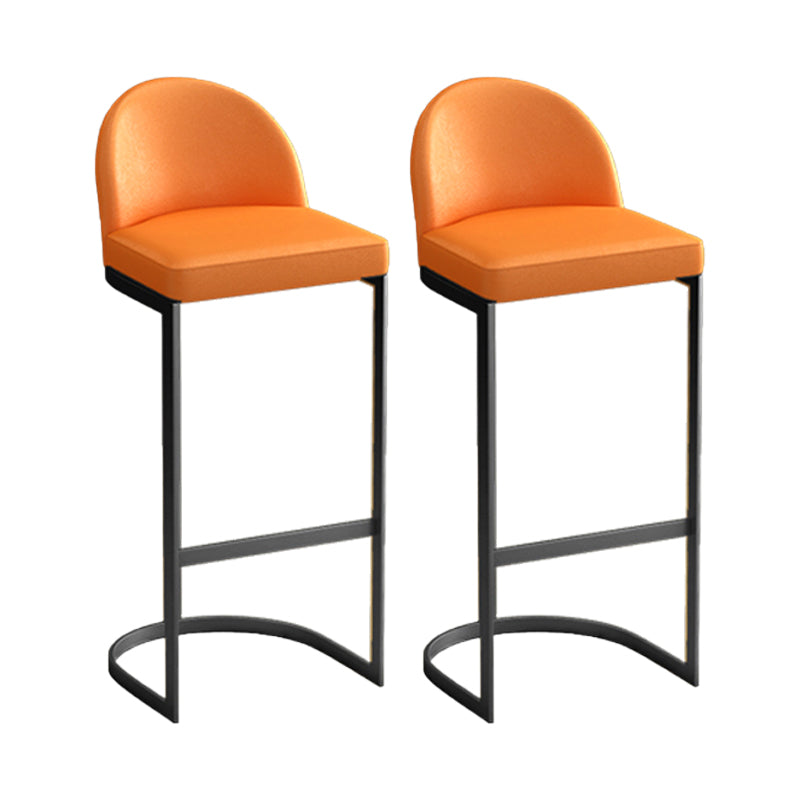 Glam Upholstered Dining Stool Low Back Bucket Bar Stool with Metal Base