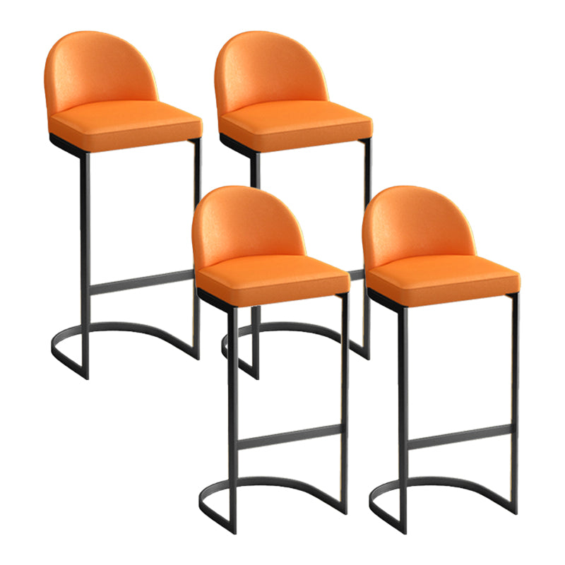 Glam Upholstered Dining Stool Low Back Bucket Bar Stool with Metal Base