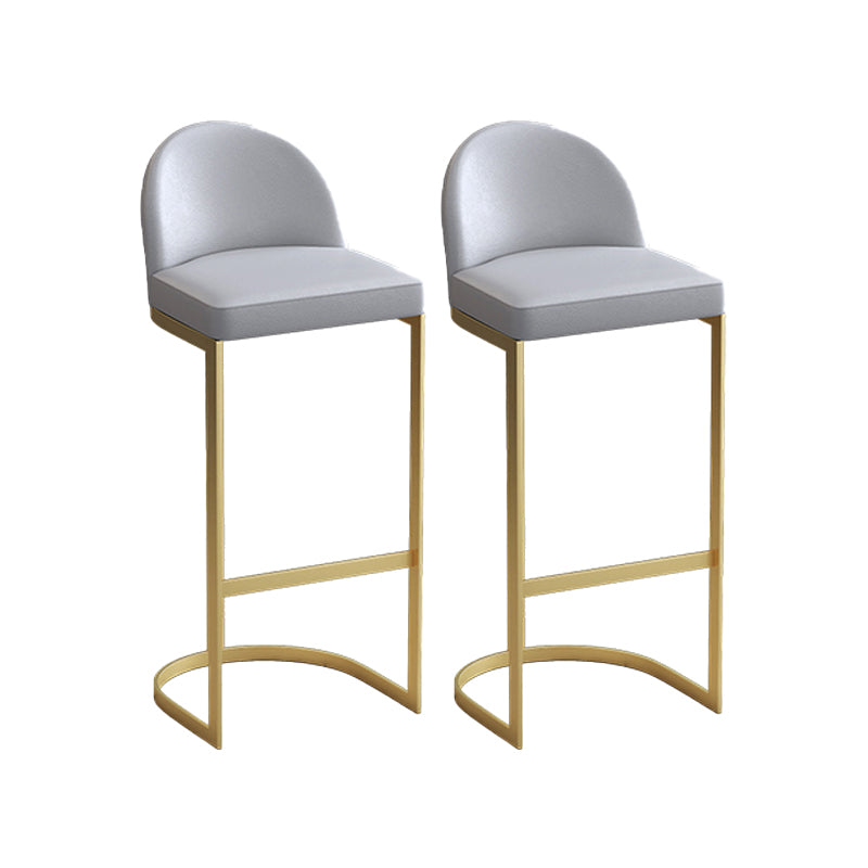 Glam Upholstered Dining Stool Low Back Bucket Bar Stool with Metal Base