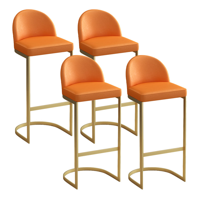 Glam Upholstered Dining Stool Low Back Bucket Bar Stool with Metal Base