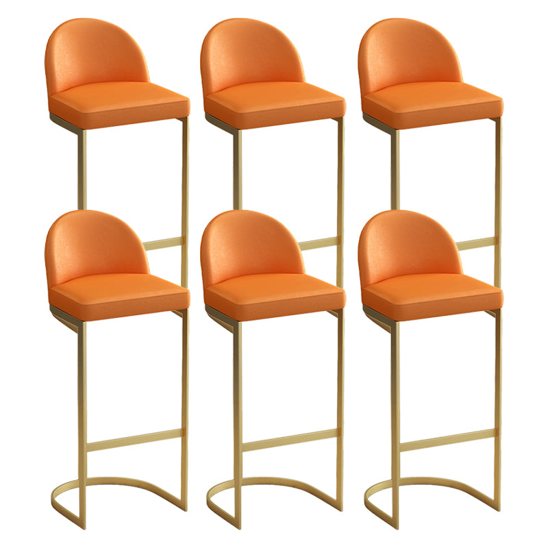 Glam Upholstered Dining Stool Low Back Bucket Bar Stool with Metal Base