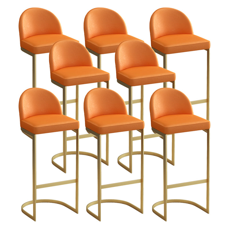 Glam Upholstered Dining Stool Low Back Bucket Bar Stool with Metal Base