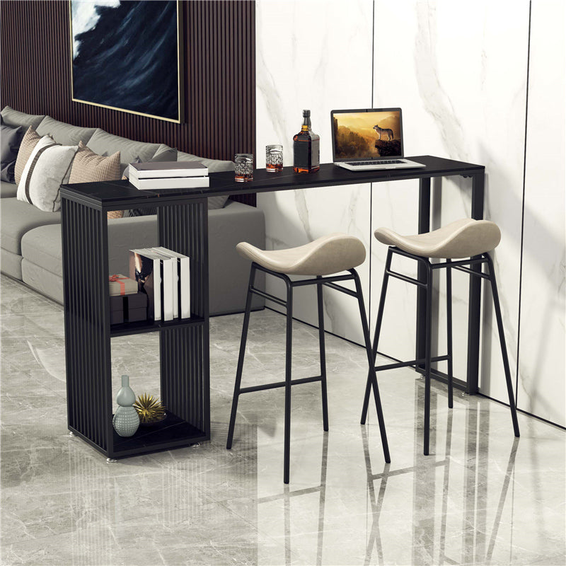 Faux Leather Bar Stools Glam Iron Backless Bar Stool with Footrest