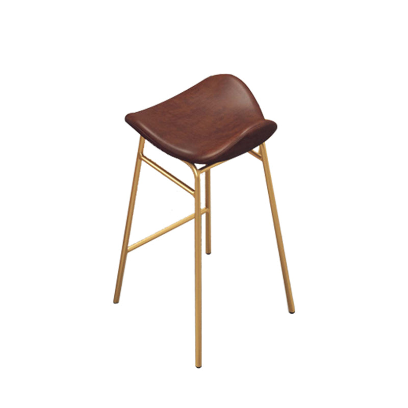 Faux Leather Bar Stools Glam Iron Backless Bar Stool with Footrest