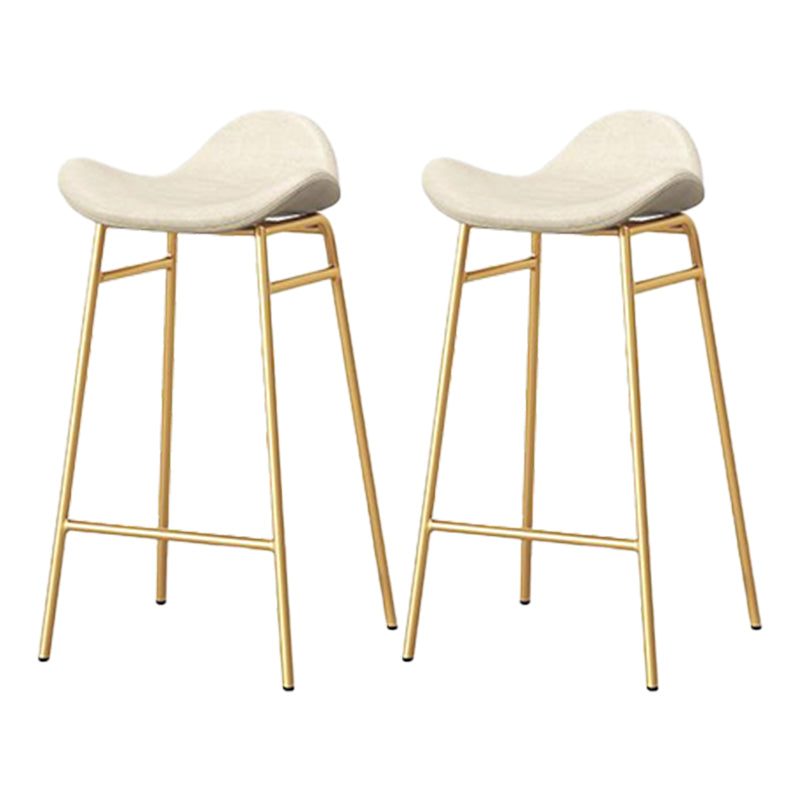 Faux Leather Bar Stools Glam Iron Backless Bar Stool with Footrest