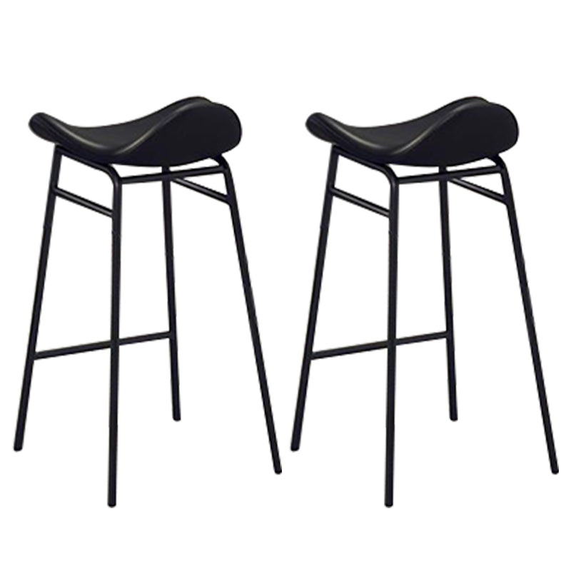 Faux Leather Bar Stools Glam Iron Backless Bar Stool with Footrest
