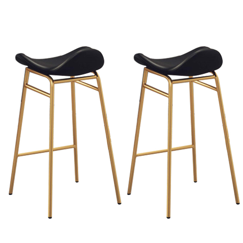 Faux Leather Bar Stools Glam Iron Backless Bar Stool with Footrest