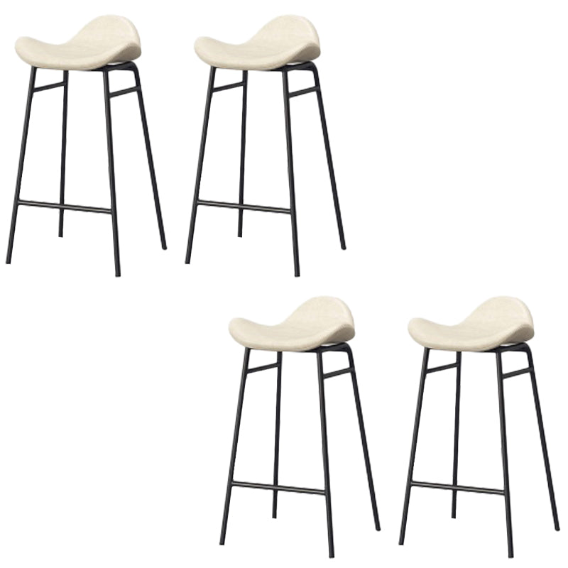 Faux Leather Bar Stools Glam Iron Backless Bar Stool with Footrest