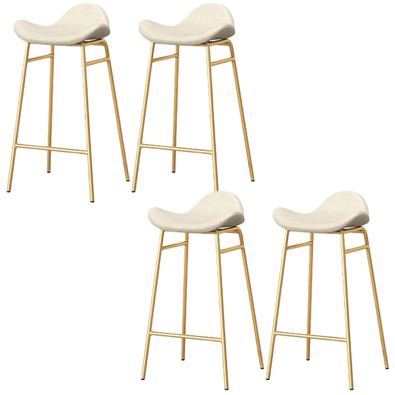 Faux Leather Bar Stools Glam Iron Backless Bar Stool with Footrest