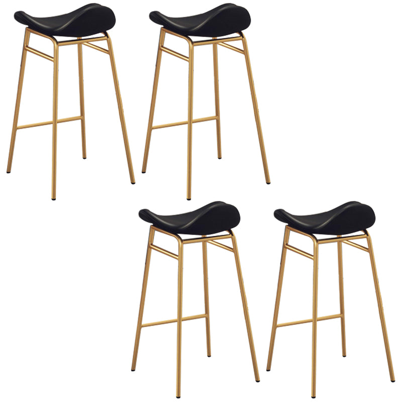 Faux Leather Bar Stools Glam Iron Backless Bar Stool with Footrest
