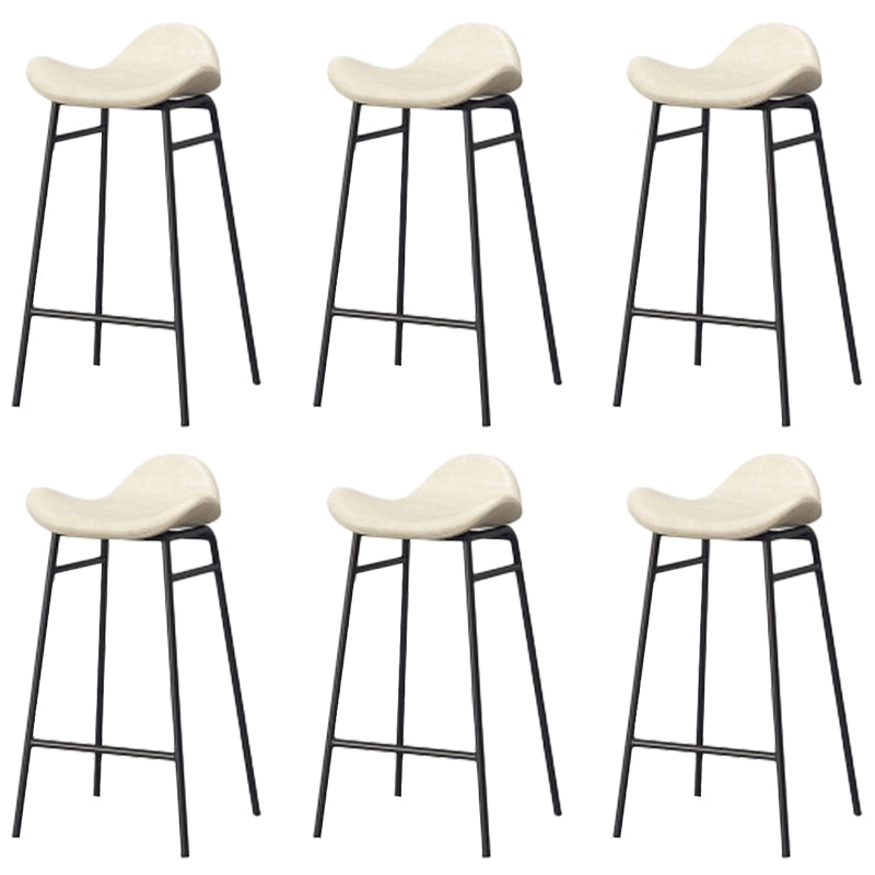 Faux Leather Bar Stools Glam Iron Backless Bar Stool with Footrest