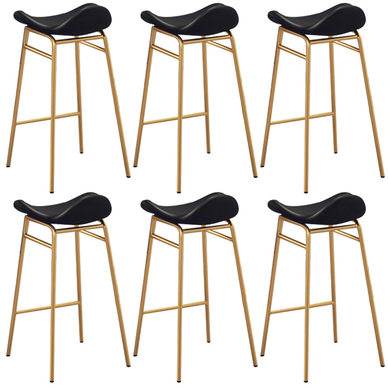 Faux Leather Bar Stools Glam Iron Backless Bar Stool with Footrest