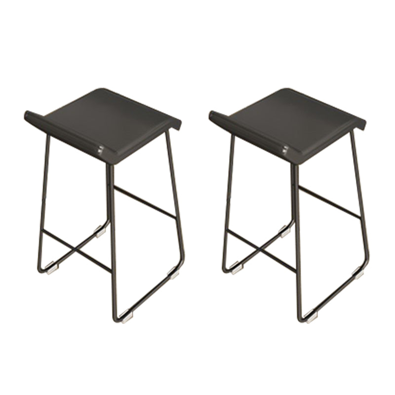 PU Leather Barstools Industrial Metal Armless Bar Stool with Footrest