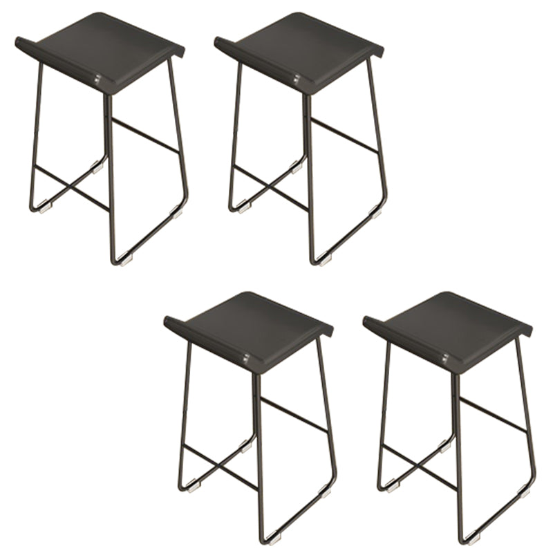 PU Leather Barstools Industrial Metal Armless Bar Stool with Footrest