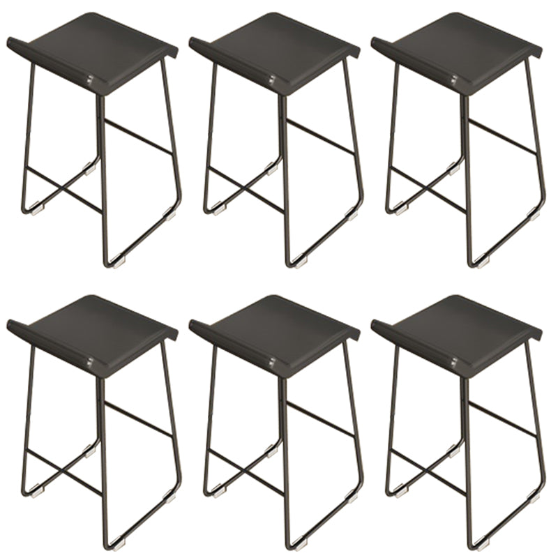 PU Leather Barstools Industrial Metal Armless Bar Stool with Footrest