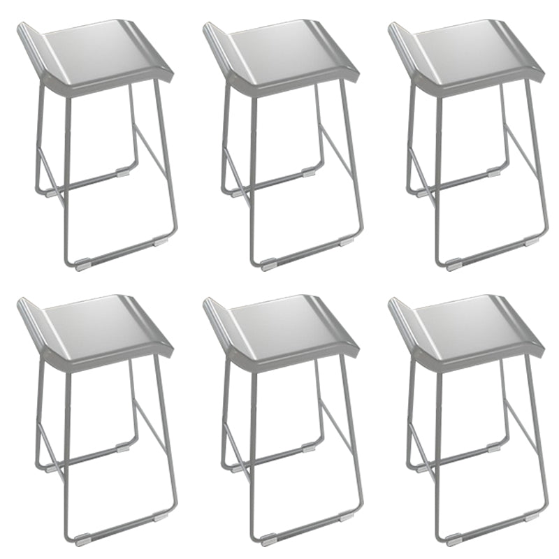 PU Leather Barstools Industrial Metal Armless Bar Stool with Footrest
