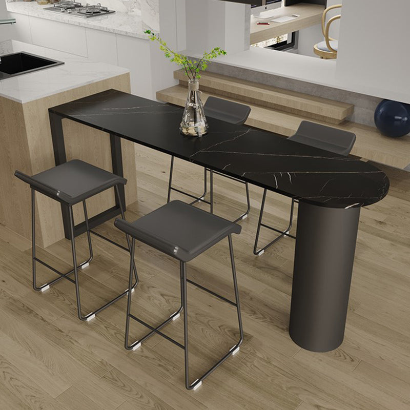 PU Leather Barstools Industrial Metal Armless Bar Stool with Footrest