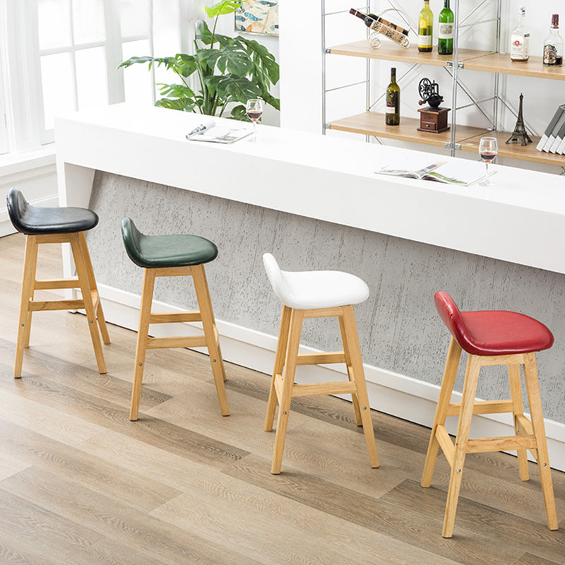 Industrial Solid Wood Bar Stools Upholstered Armless Patio Bar Stool
